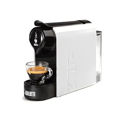 Bialetti Gioia, Espresso Café Máquina por Aluminio Cápsulas, Sarribaer-compacto, 500 ml Tanque, 1200W, Blanco