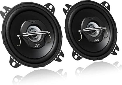 JVC CS-J420X - Altavoces coaxiales para coche (21 W RMS, 45 - 22000 Hz, 10cm (4'), 2 vías), negro