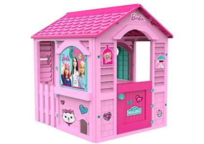 Chicos - Casita Barbie Infantil de Exterior e Interior | Fabricada en plástico Resistente y Duradero | Color Rosa con tejado Fucsia | Medidas de la casita: 84 cm x 103 cm x 104 cm (89609)
