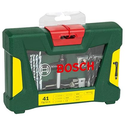 Bosch Maletín de 41 V-Line unidades para taladrar y atornillar (con portapuntas acodado, para madera, piedra y metal, Accesorios herramientas de perforación y atornillado)