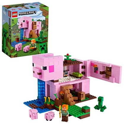 LEGO 21170 Minecraft La Casa-Cerdo, Juguete de Construcción con Accesorios, Figuras de Alex y Creeper, Regalos Fiesta de Cumpleaños Niños 8 Años